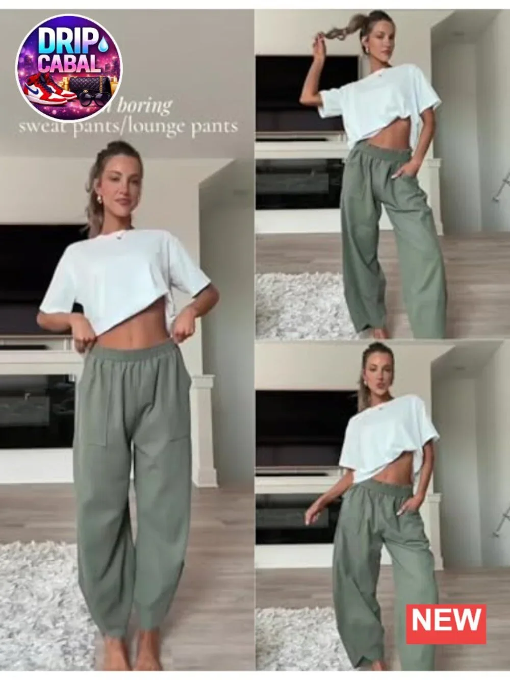 Baggy Wide Leg Harem Pants High Rise Sweatpants with Pockets Casual Lounge